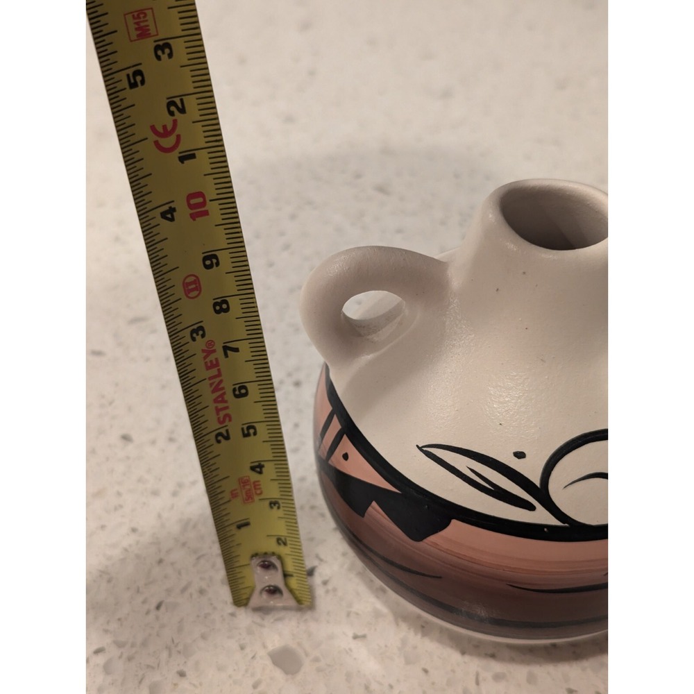 Vintage Cedar Mesa Pottery Vase 4" Native American Navajo Signed White Purple - Picture 8 of 8